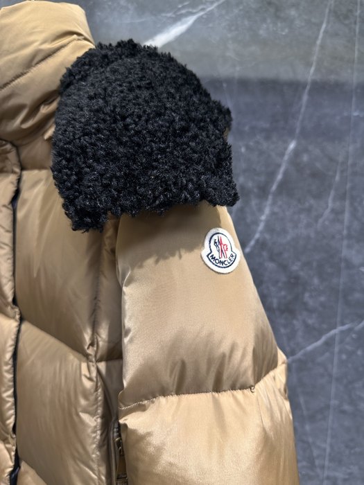 Clothing Moncler puffer jacket with shearling shoulder Black
