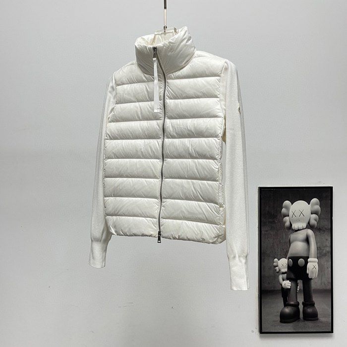 Clothing Moncler quilted knit sleeve down jacket White