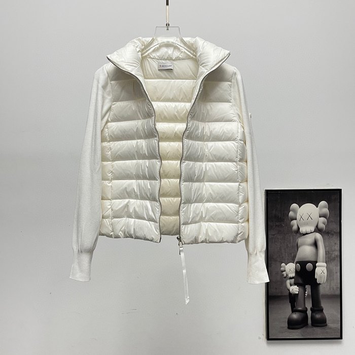Clothing Moncler quilted knit sleeve down jacket White