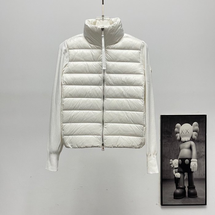 Clothing Moncler quilted knit sleeve down jacket White