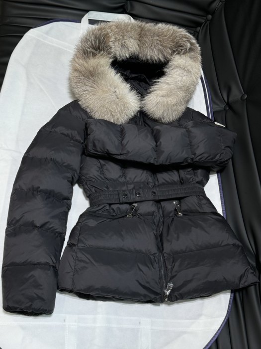 Clothing Moncler short fur collar down jacket Black