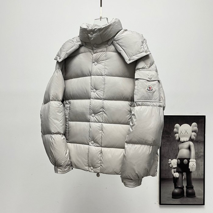 Clothing Moncler short padded hooded jacket Grey