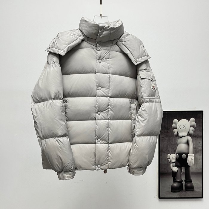 Clothing Moncler short padded hooded jacket Grey