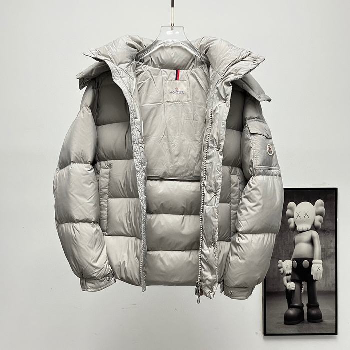 Clothing Moncler short padded hooded jacket Grey