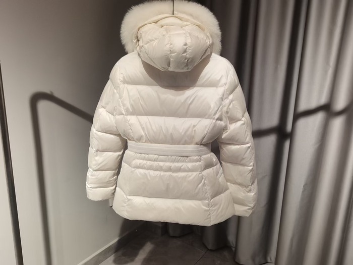Clothing Moncler short puffer jacket with fur hood White