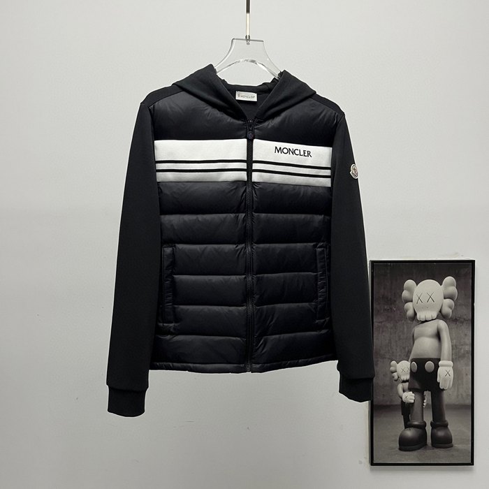 Clothing Moncler striped hooded down jacket Black