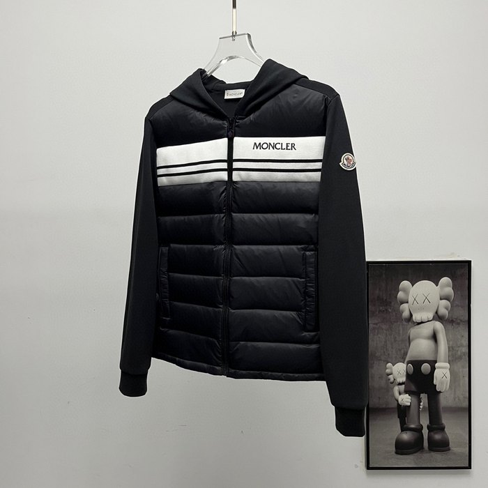 Clothing Moncler striped hooded down jacket Black