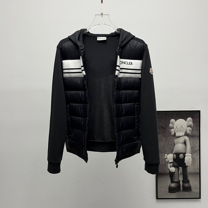 Clothing Moncler striped hooded down jacket Black