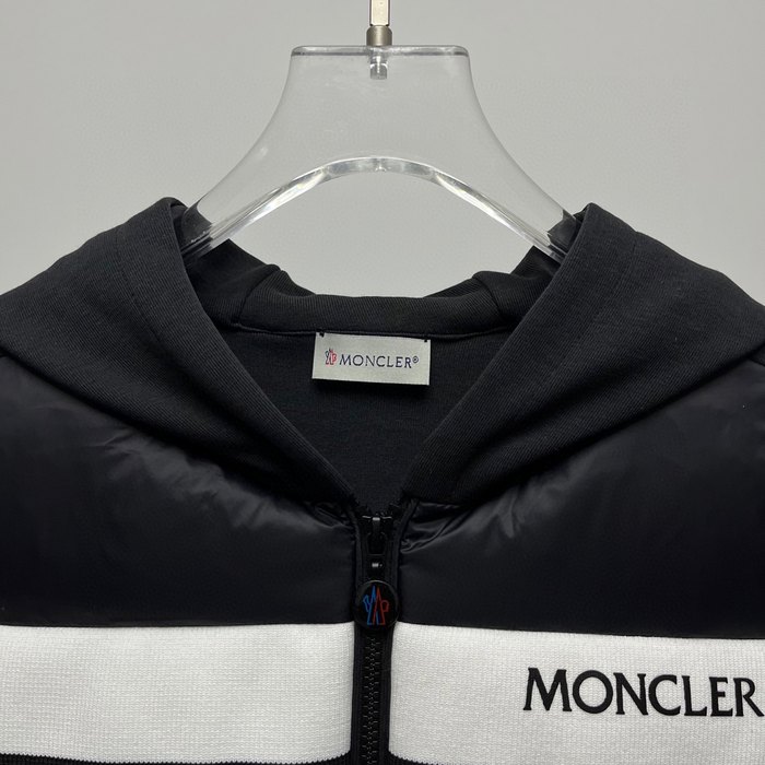 Clothing Moncler striped hooded down jacket Black