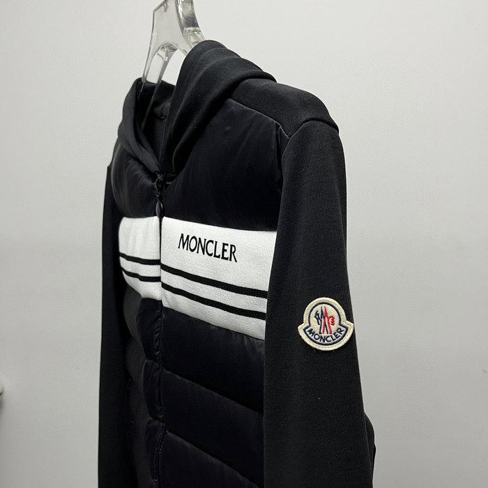 Clothing Moncler striped hooded down jacket Black
