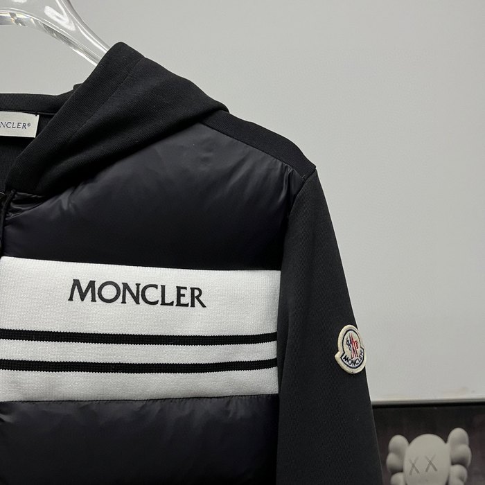 Clothing Moncler striped hooded down jacket Black