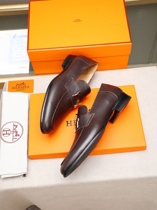 Shoes Hermès men's leather loafers Brown Size 38 44