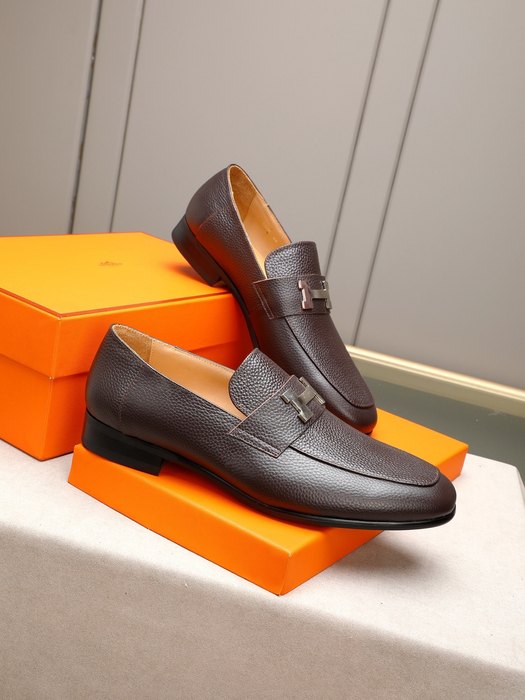 Shoes Hermès men's leather loafers Brown Size 38 44