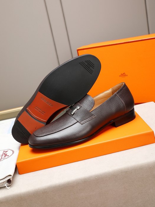Shoes Hermès men's leather loafers Brown Size 38 44