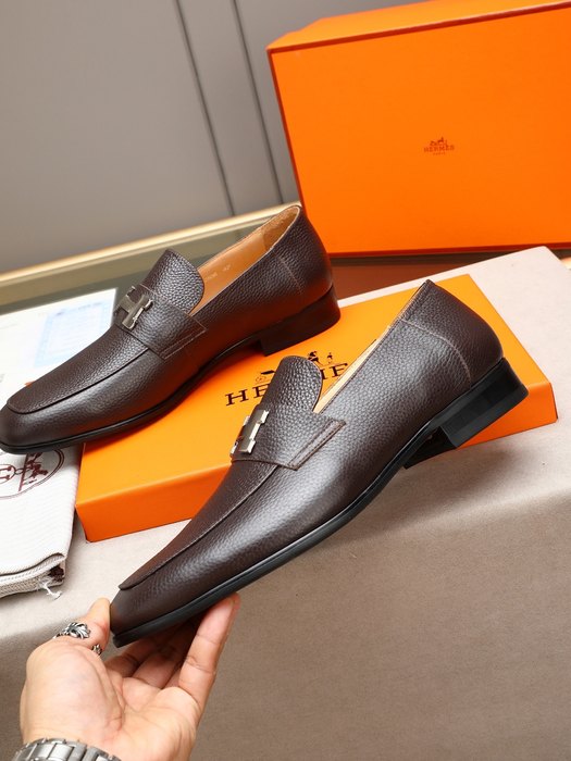 Shoes Hermès men's leather loafers Brown Size 38 44
