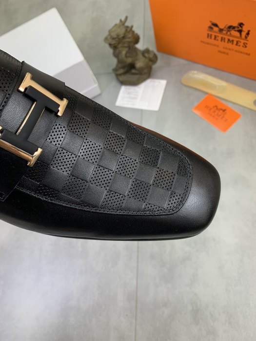 Shoes Hermes Men's Leather Loafers Black Size 38 47