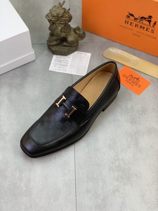 Shoes Hermes Men's Leather Loafers Black Size 38 47