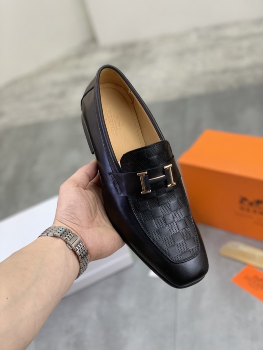 Shoes Hermes Men's Leather Loafers Black Size 38 47