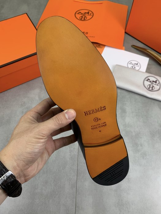 Shoes Hermes leather loafer Black Size 39 45