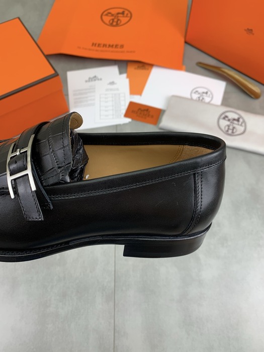 Shoes Hermes leather loafer Black Size 39 45
