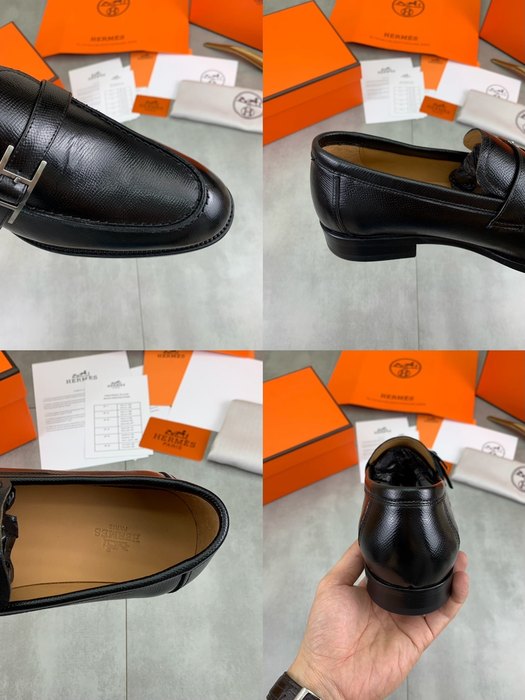 Shoes Hermes leather loafers Black Size 39 45