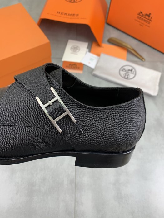 Shoes Hermes leather monk strap dress shoes Black Size 39 44