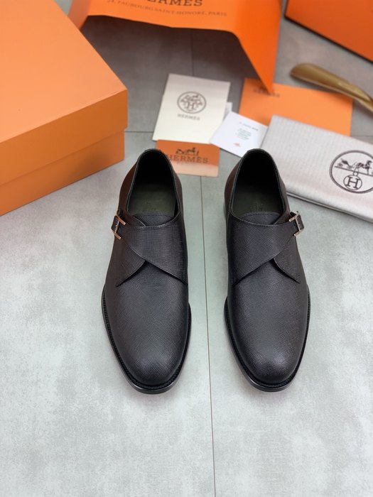 Shoes Hermes leather monk strap dress shoes Black Size 39 44