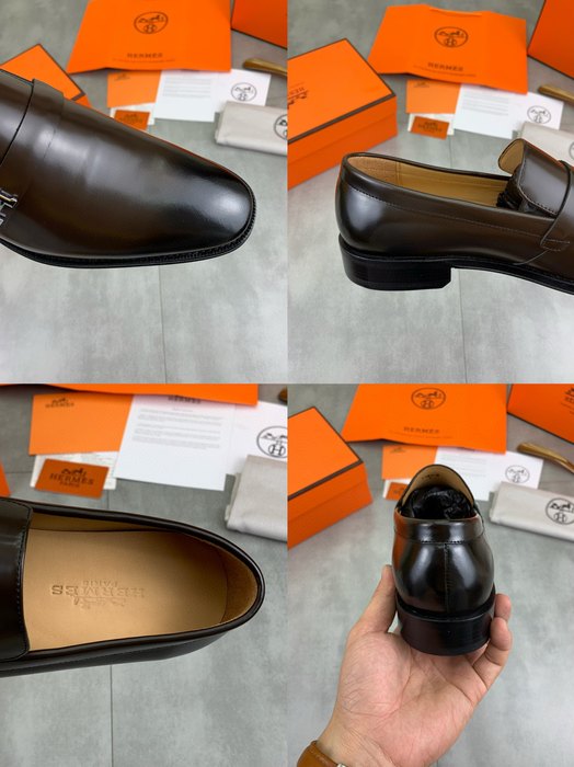 Shoes Hermes men's leather loafer Brown Size 39 44