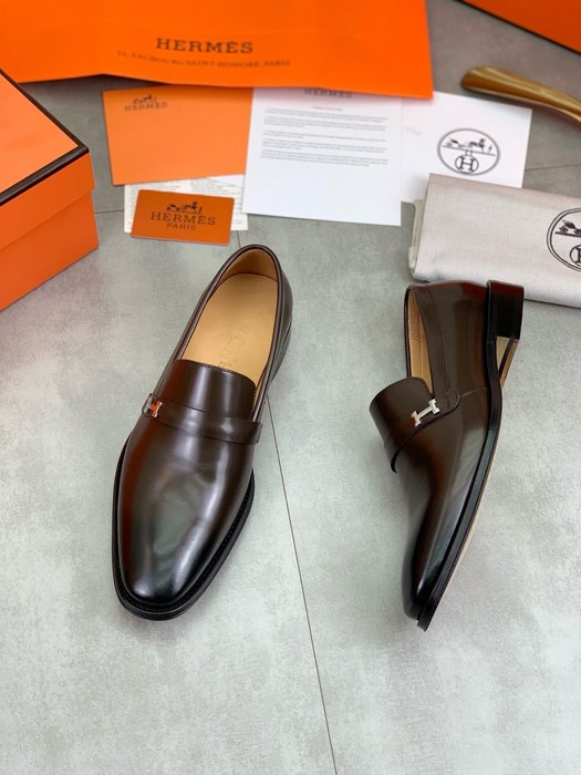 Shoes Hermes men's leather loafer Brown Size 39 44