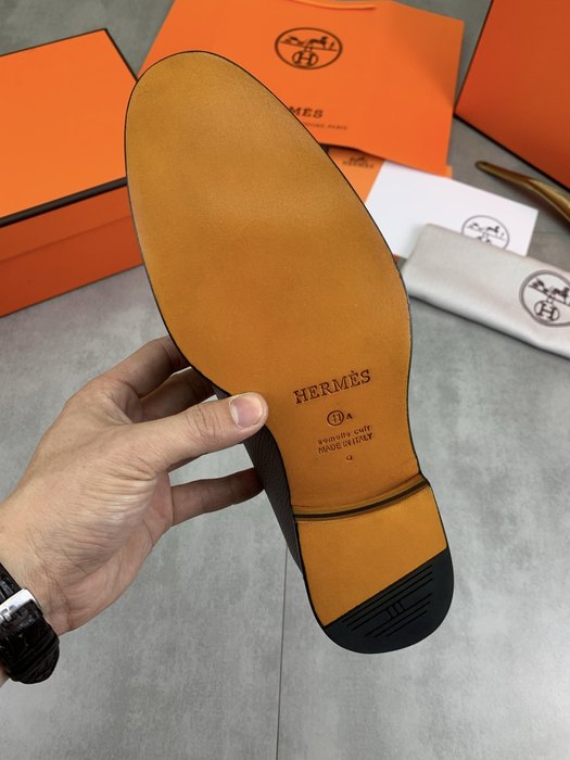 Shoes Hermes men's leather loafer Grey Size 39 45