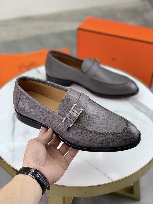 Shoes Hermes men's leather loafer Grey Size 39 45