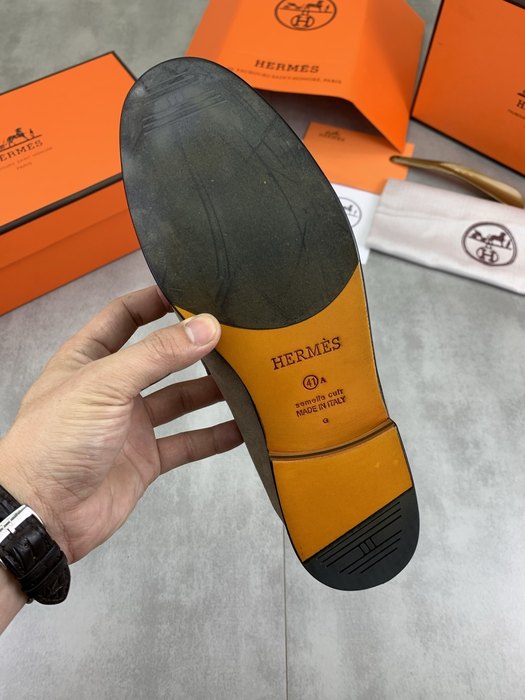 Shoes Hermes men's leather loafers Beige Size 39 44