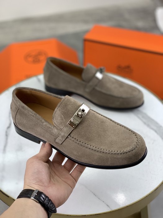 Shoes Hermes men's leather loafers Beige Size 39 44