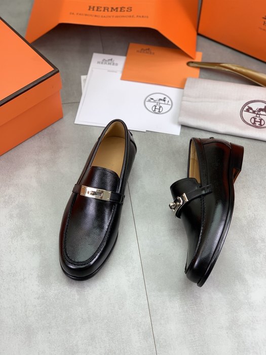 Shoes Hermes men's leather loafers Black Size 39 44 001