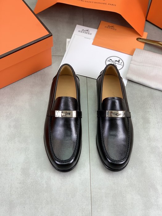 Shoes Hermes men's leather loafers Black Size 39 44 001