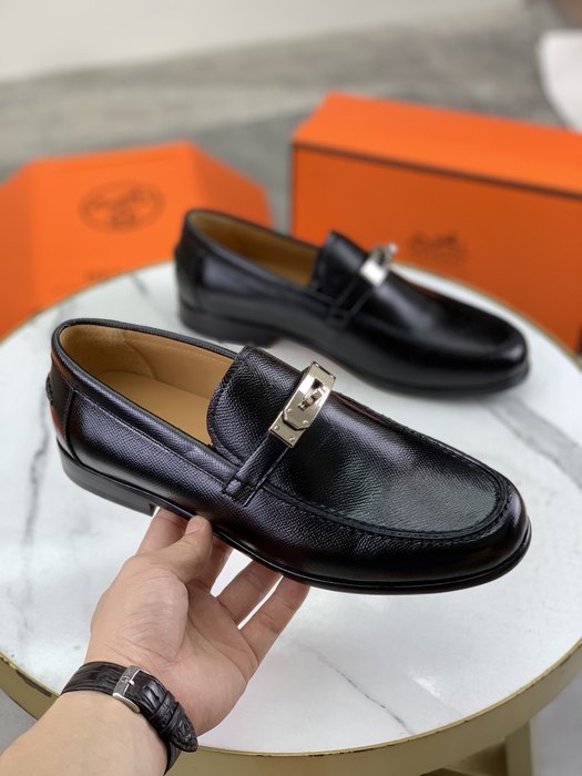 Shoes Hermes men's leather loafers Black Size 39 44 001
