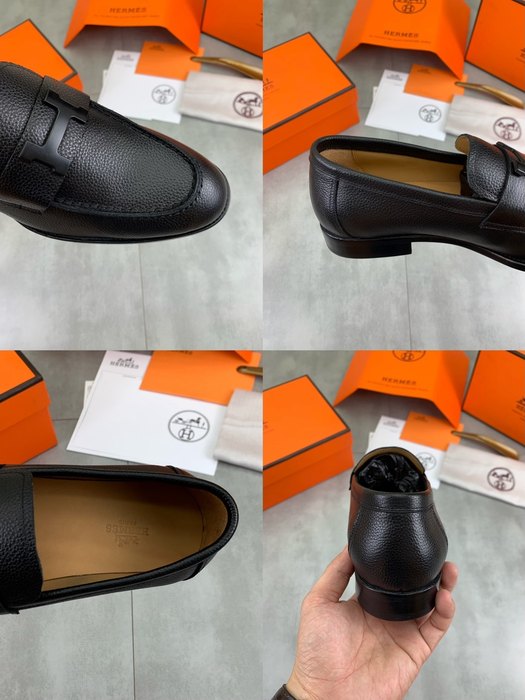 Shoes Hermes men's leather loafers Black Size 39 44 002