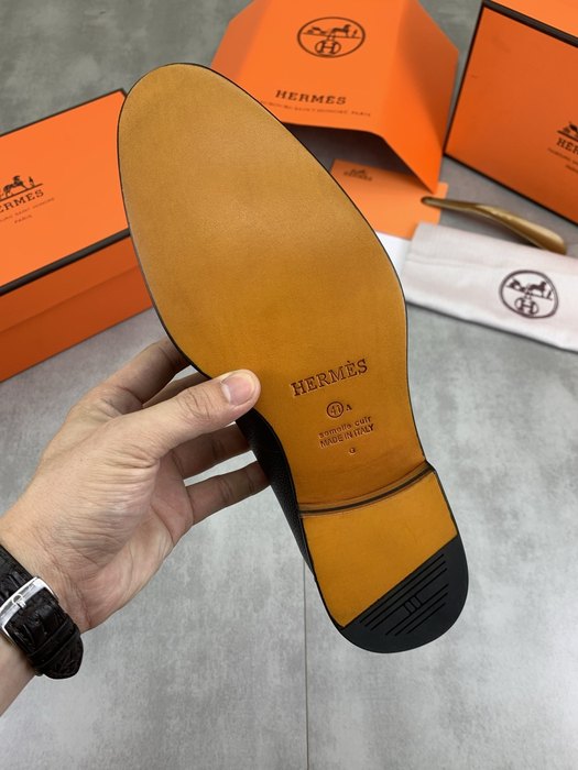 Shoes Hermes men's leather loafers Black Size 39 44 002