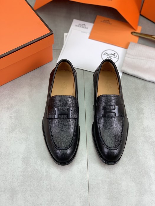 Shoes Hermes men's leather loafers Black Size 39 44 002