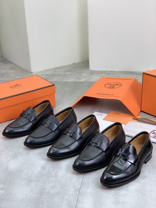 Shoes Hermes men's leather loafers Black Size 39 44 003