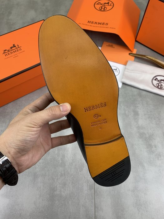 Shoes Hermes men's leather loafers Black Size 39 44 003