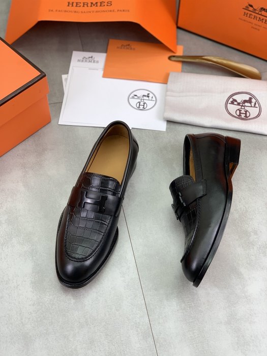 Shoes Hermes men's leather loafers Black Size 39 44 003