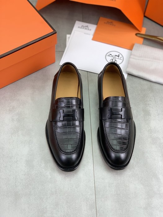 Shoes Hermes men's leather loafers Black Size 39 44 003