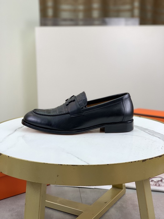 Shoes Hermes men's leather loafers Black Size 39 44 003