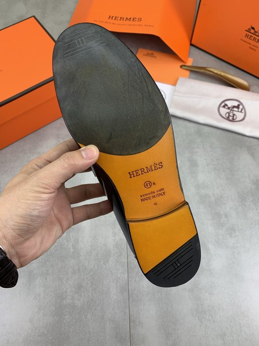 Shoes Hermes men's leather loafers Black Size 39 44