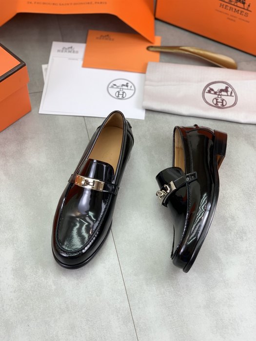 Shoes Hermes men's leather loafers Black Size 39 44