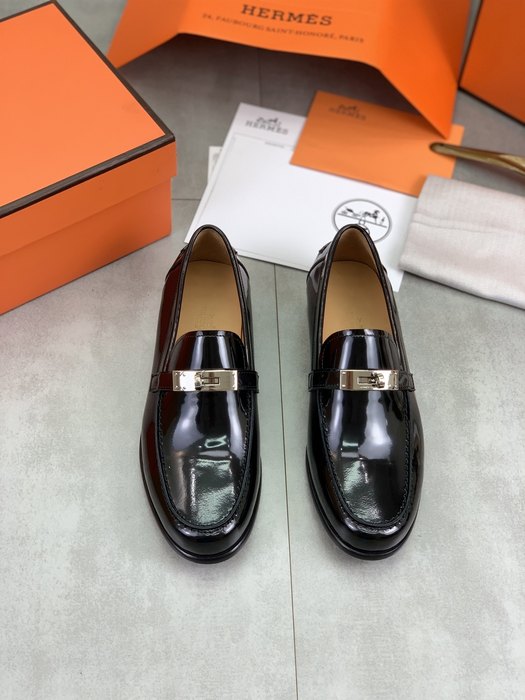 Shoes Hermes men's leather loafers Black Size 39 44