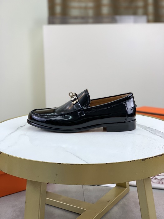 Shoes Hermes men's leather loafers Black Size 39 44