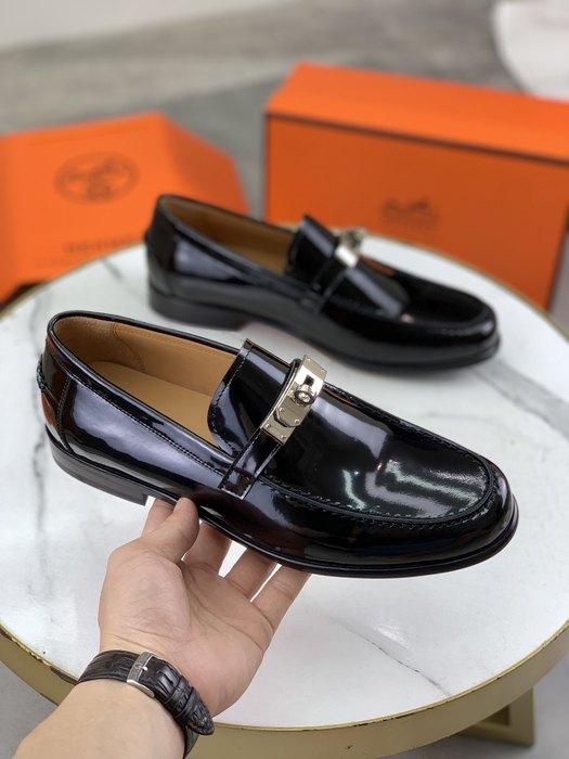 Shoes Hermes men's leather loafers Black Size 39 44