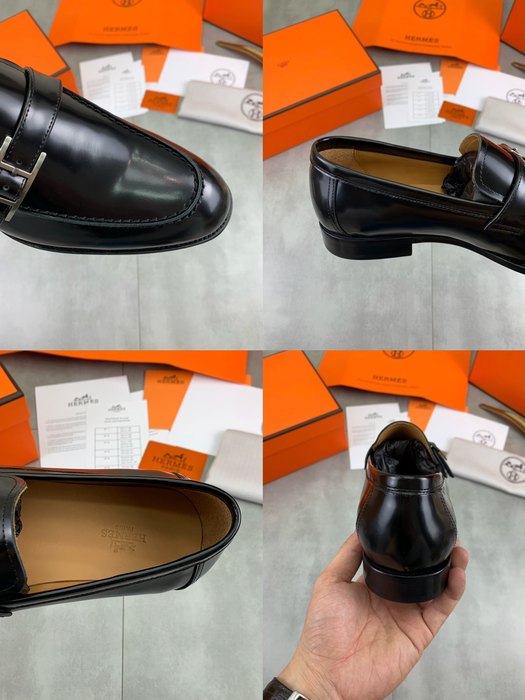 Shoes Hermes men's leather loafers Black Size 39 45